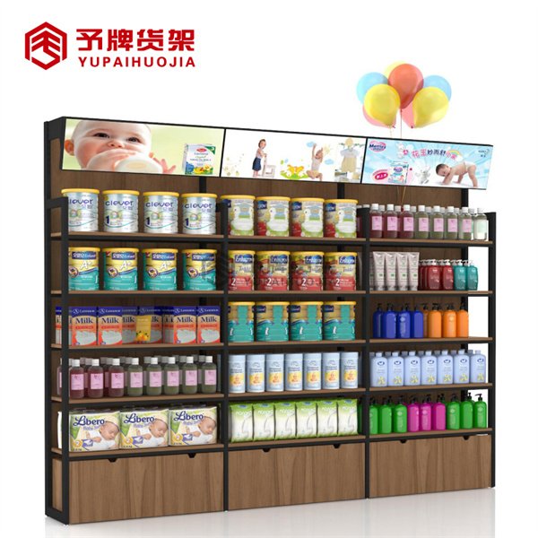 Supermarket shelf with wooden cabinet and LED light view 4