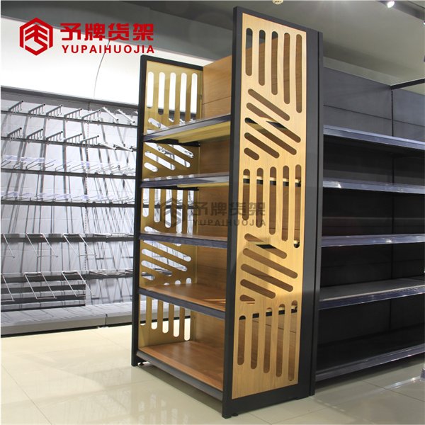Steel shelves with wood patterns view 2