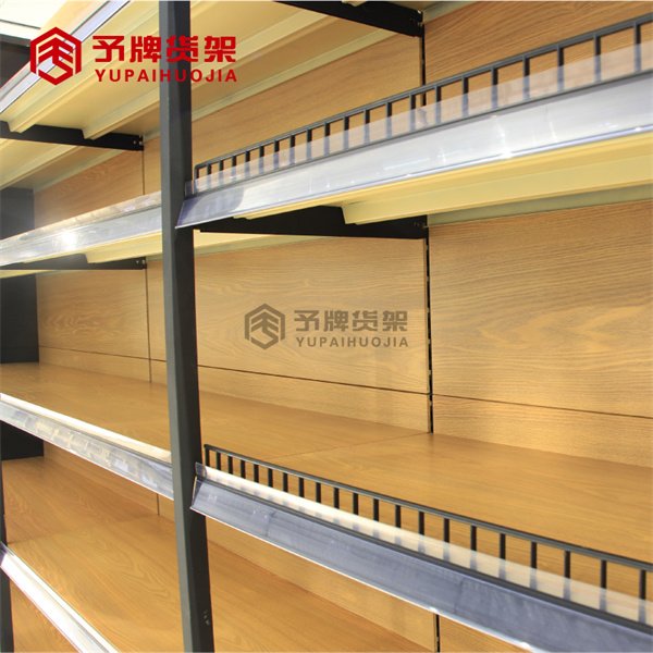 Steel shelves with wood patterns view 3