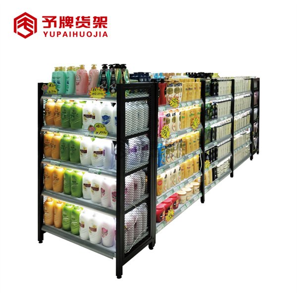 4 post retail shop racking display grocery item display rack supermarket shelf gondola view 3